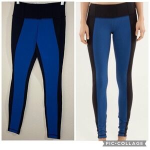 Lululemon Size 4 Wunder Under Pants Limitless Blue Black Color Blocked Leggings